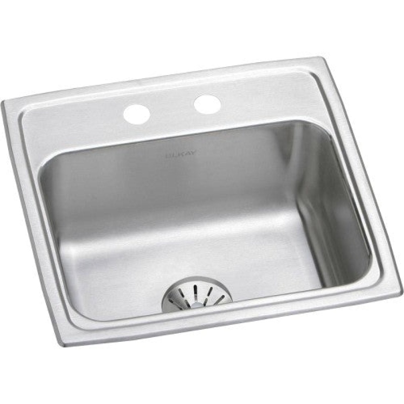 Lr1919pd2 Lustertone Classic Stainless Steel Drop In Single Bowl Kitchen Sink - 19 1/2" X 19" X 7 1/2" With 2 Holes - Stainless Steel