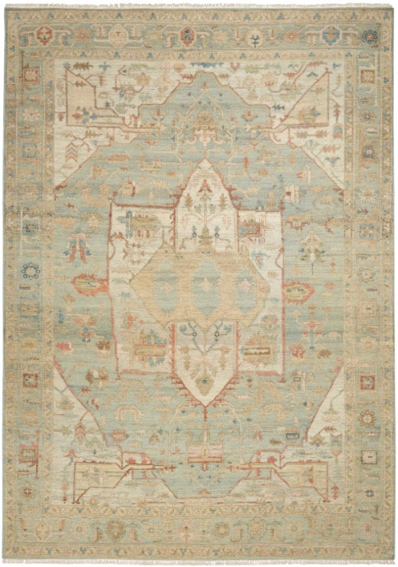 Heritage Vine Light Blue Htv03 Wool Blend Traditional Area Rug - 9 Ft X 12 Ft - Light Blue