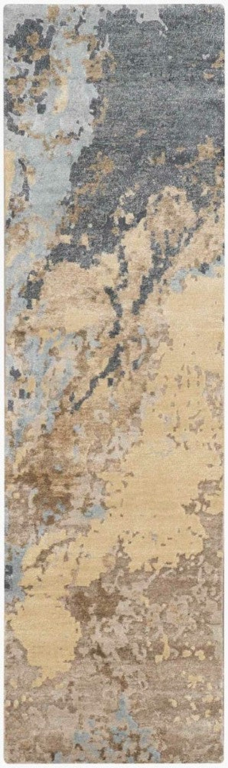 Silk Shadows Beige Blue Wool Blend Runner
