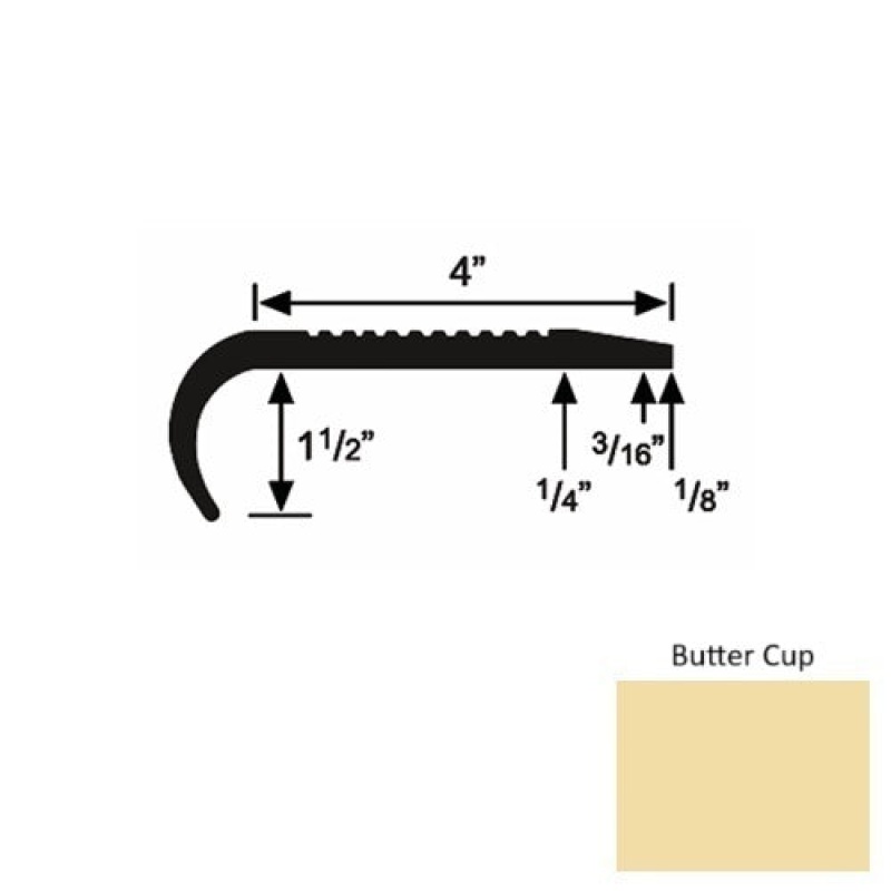 Solid 02 Butter Cup Rubber Commercial Stair Nosing (Rd) - 4" X 9 Ft (108")