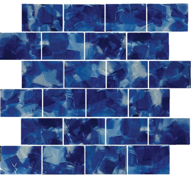 Aquatica Flower Iris Glass Mosaic - 2" X 3" Staggered - Glossy