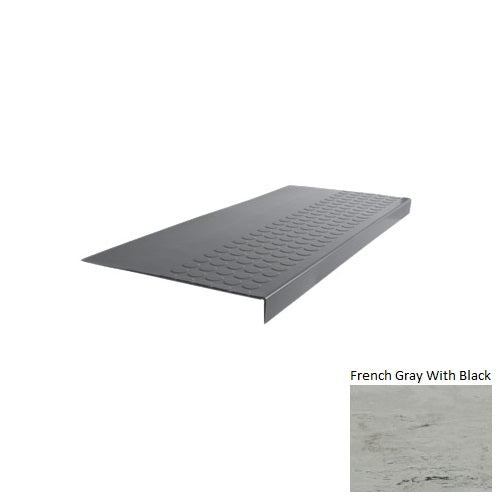 Evolving Styles Creative Elements French Gray With Black Type 701E Distinct Designs Rubber - 15" X 72" Stair Tread - Rgt Radial Ii Raised Disc Design