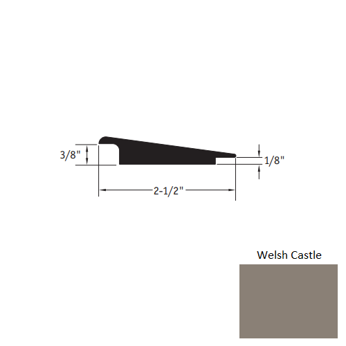 Johnsonite Welsh Castle Vinyl Moulding / Trim - 2 1/2" X 12 Ft (144") X 3/8" - 1/8" Wheeled Traffic Transition - Wheeled Traffic Transition