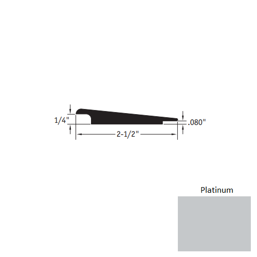 Johnsonite Platinum Vinyl Moulding / Trim - 2 1/2" X 12 Ft (144") X 1/4" - .080" Wheeled Traffic Transition - Wheeled Traffic Transition