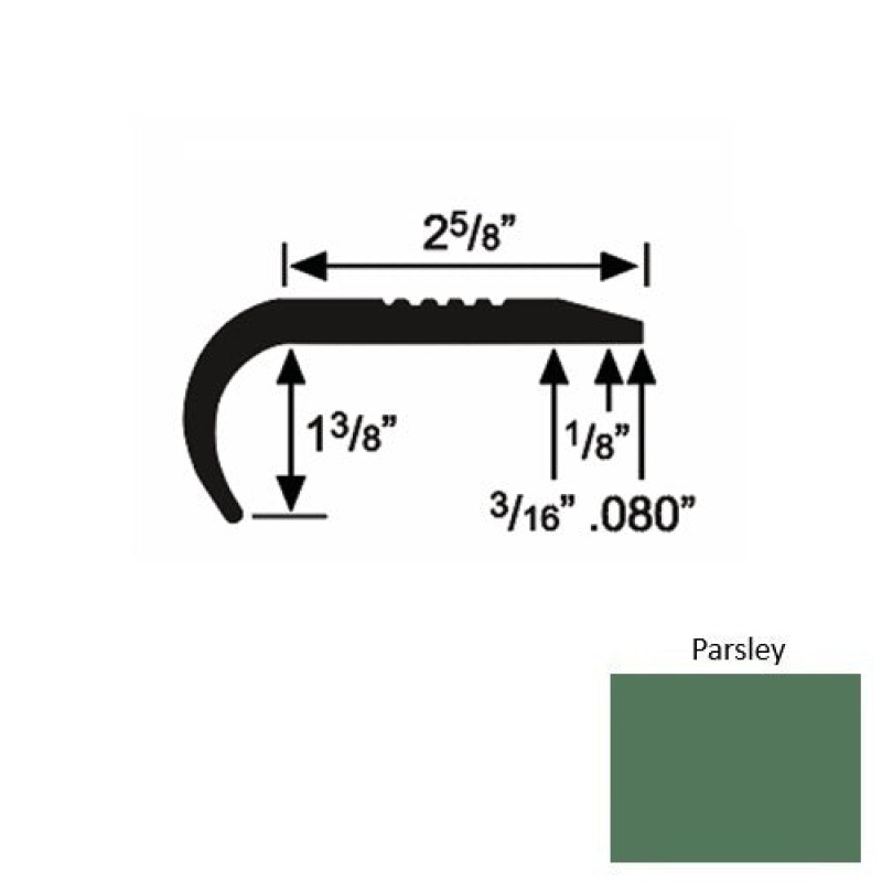 Solid 04 Parsley Rubber Residential Stair Nosing (Rd) - 2 5/8" X 9 Ft (108")