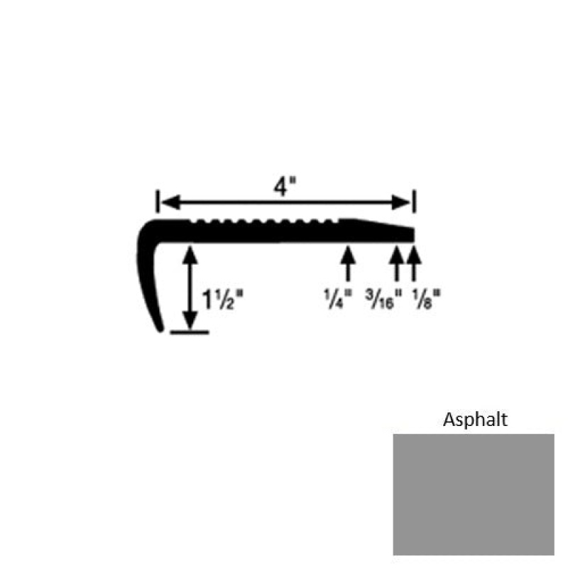Solid 01 Asphalt Rubber Commercial Stair Nosing (Sq) - 4" X 9 Ft (108")