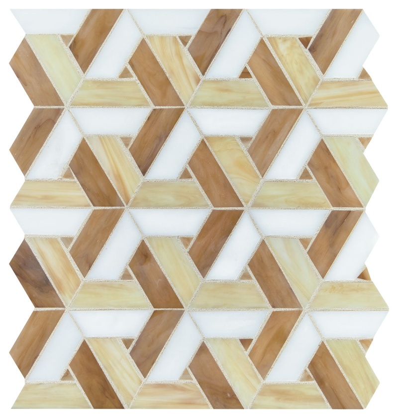 Vivify Heirloom Gold Glass Mosaic - Trapezoid - Matte, Per Pack: 13.1 Sqft