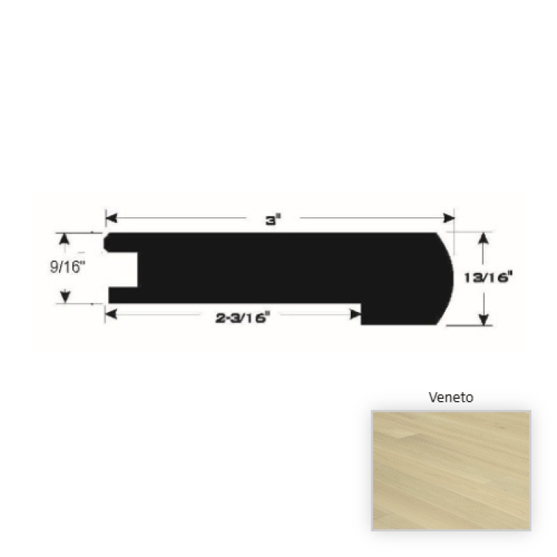 D'vine French White Oak Veneto Hardwood Moulding / Trim - 90" Flush Stair Nose - Brushed Matte