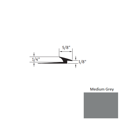 Johnsonite Medium Grey Vinyl Moulding / Trim - 5/8" X 12 Ft (144") X 1/4" - 1/8" Slim Line Transition - Slim Line Transition