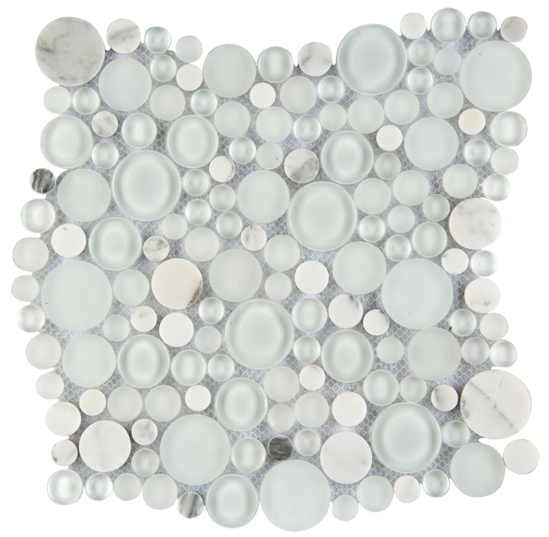 Lucente Ambrato Blend Stone & Glass Mosaic - Circle - Glossy & Matte