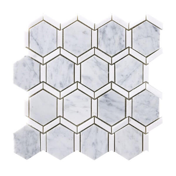 Carrara & Thassos Frame Marble Mosaic - Hexagon - Natural