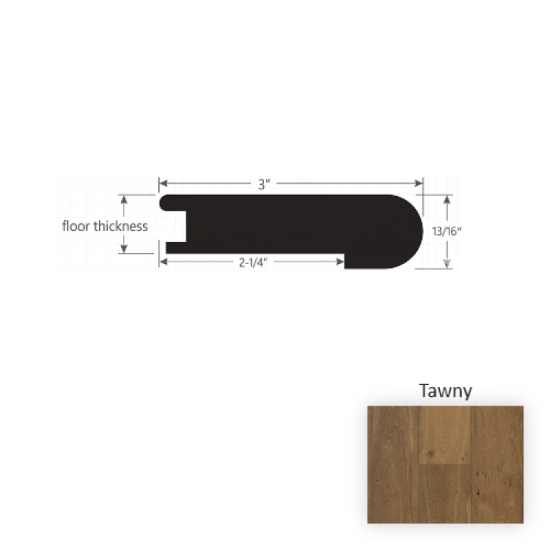 Premier Tawny Hardwood Moulding / Trim - 3" X 90" Flush Stair Nose - Wire Brushed