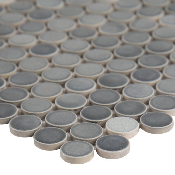 Grigio Mix Porcelain Mosaic - Penny Round - Glossy, Per Pack: 14.4 Enter Quantity In Sqft