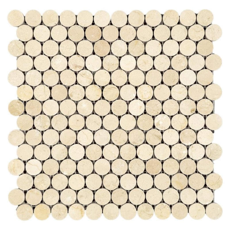 Crema Marfil Marble Mosaic - Penny Round