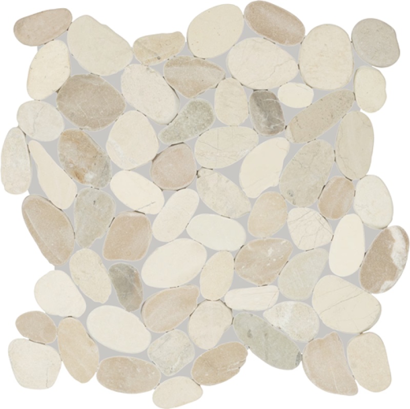 Pebble Oasis Seashell Pebble Mosaic - 12 9/16" X 12 9/16" - Flat Tumbled