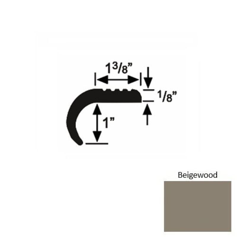 Solid 06 Beigewood Rubber Domestic Stair Nosing