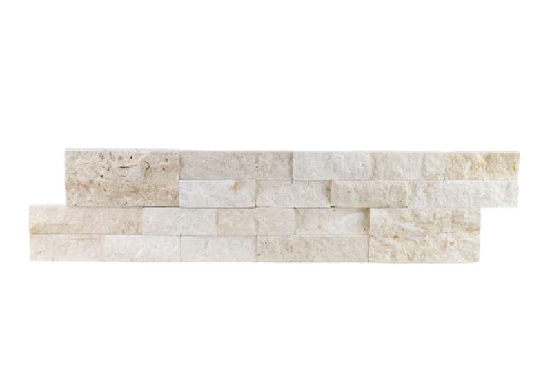 Tuscan White Limestone Ledgestone - Natural Cleft Face, Gauged Back - 6" X 24"
