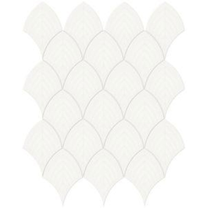 Soho Canvas White Ceramic Mosaic - Scallop - Glossy