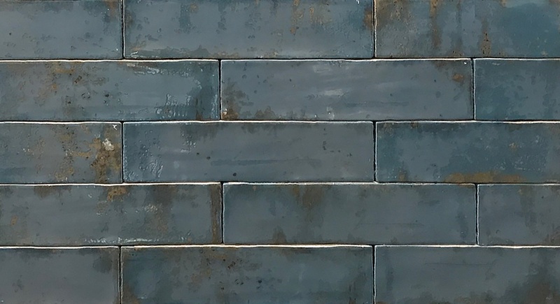 Grunge Blue Ceramic Tile - Glossy - 3" x 12"