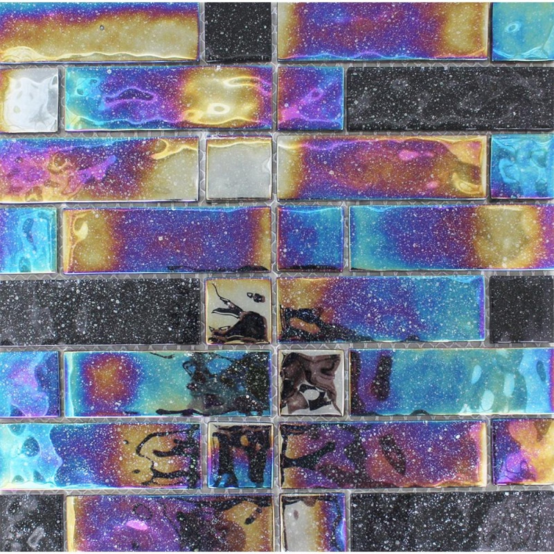 Aquatica Stardust Galaxy Glass Mosaic - Multi Linear - Glossy