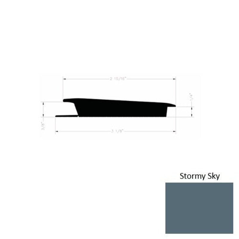 Solid 75 Stormy Sky Rubber Rolling Traffic Transition - 3 1/8" X 9 Ft (108") X 3/8" - 1/4"
