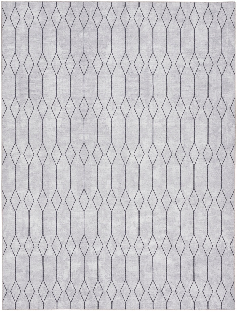 Machine Washable Ivory / Grey Cotton Blend Area Rug