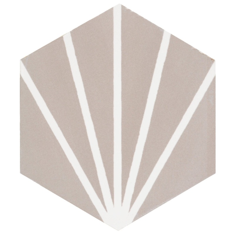 Radar Gris Striated Hexagon Porcelain Tile - Matte - 8" X 9" Hexagon