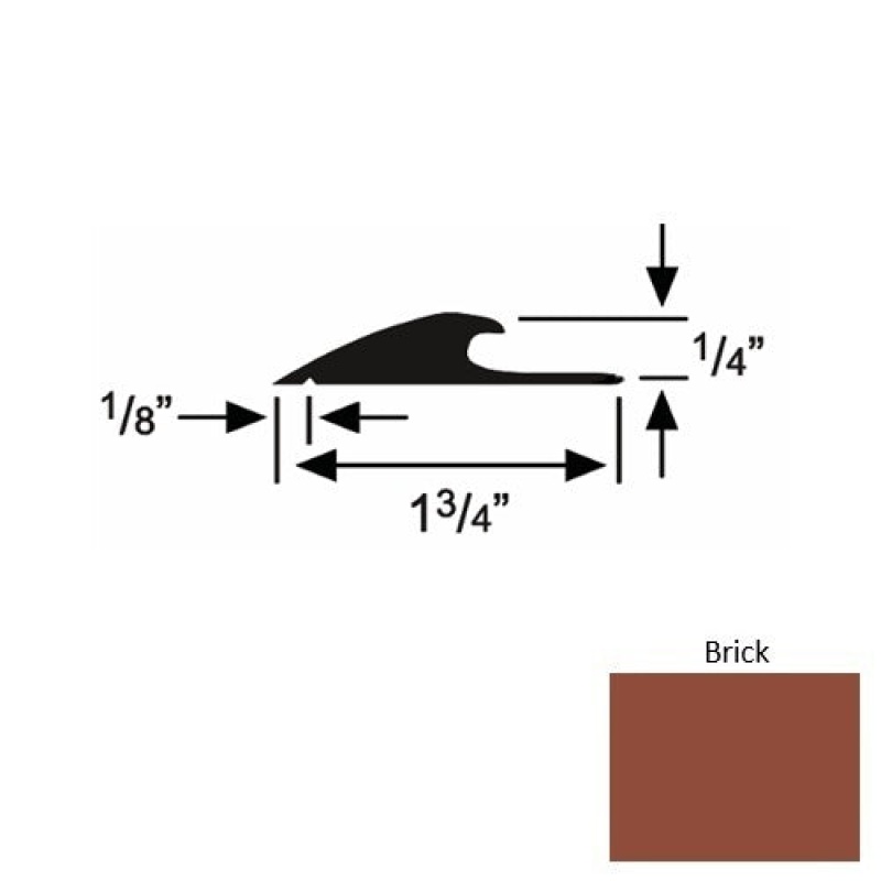 Solid 43 Brick Rubber Custom Carpet Edging - 1 3/4" X 9 Ft (108") X 1/4"