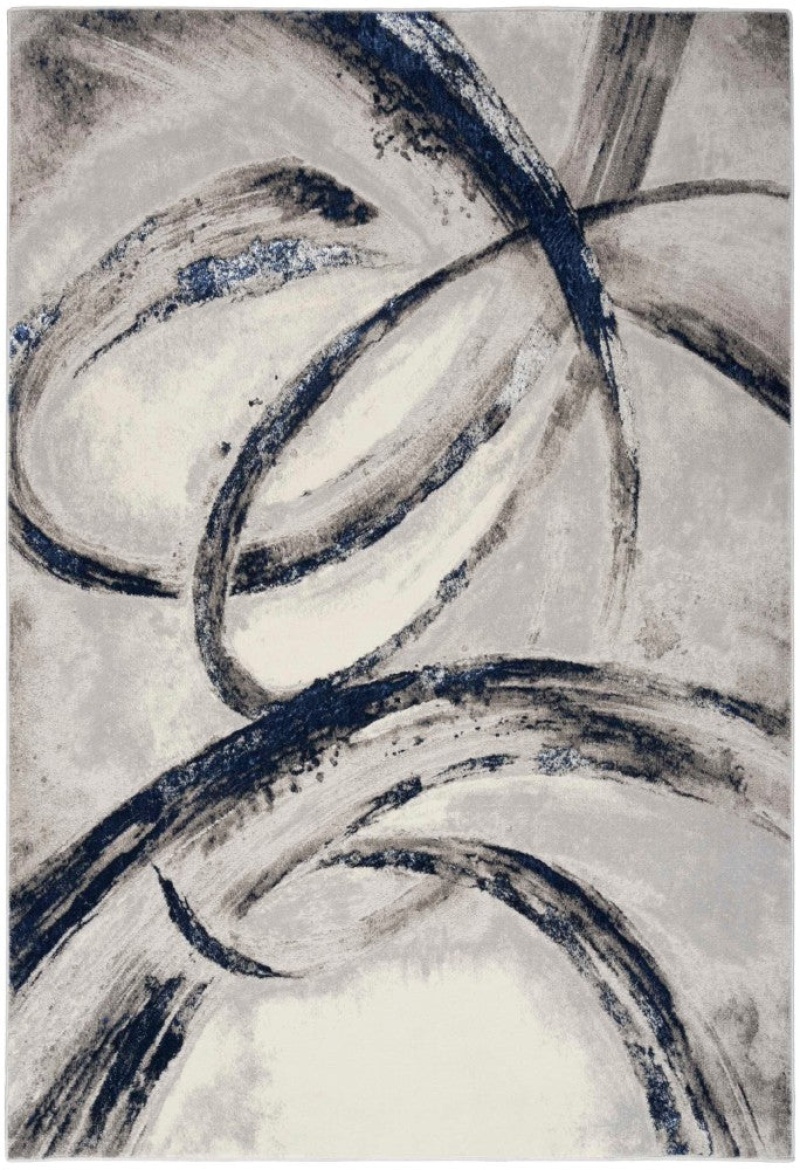 Splash Grey Navy Bsk02 Polypropylene & Polyester Contemporary Area Rug - 9 Ft X 12 Ft - Grey Navy