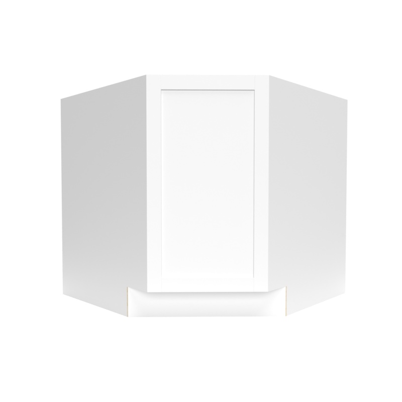 Single Shaker White Matte Wood Diagonal Corner Wall Cabinet