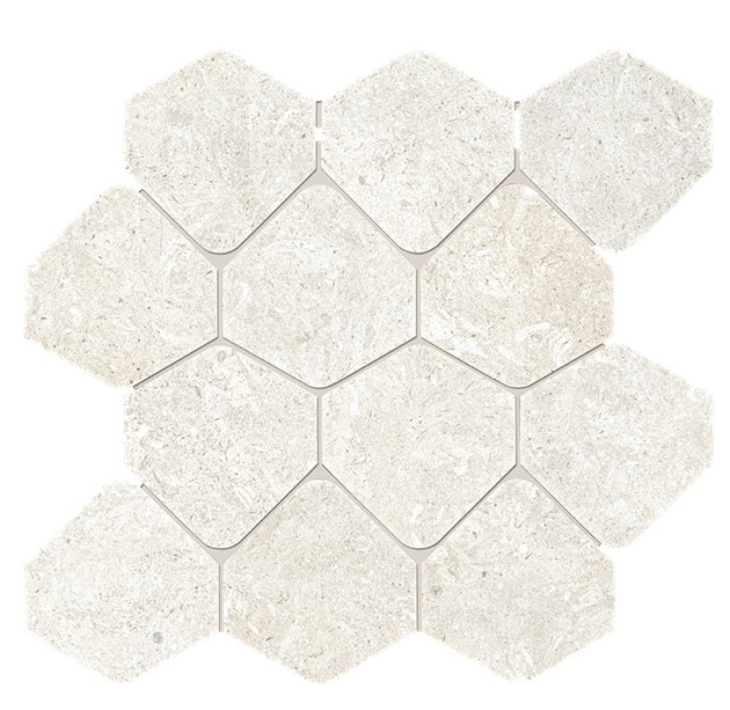 Kalkarea White Porcelain Mosaic - 3" Hexagon - Matte