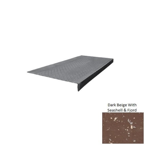 Spextones Dark Beige With Seashell & Fjord Type 600 Distinct Designs Rubber - 12" X 72" Stair Tread - Diamond Profile Design