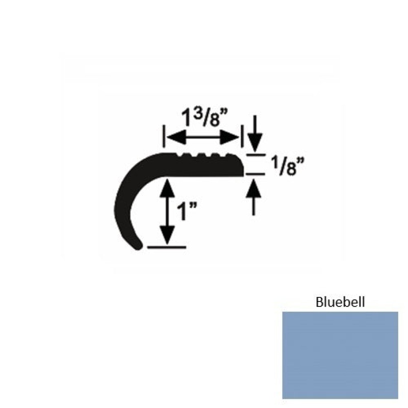 Solid 06 Bluebell Rubber Domestic Stair Nosing (Rd) - 1 3/8" X 9 Ft (108")