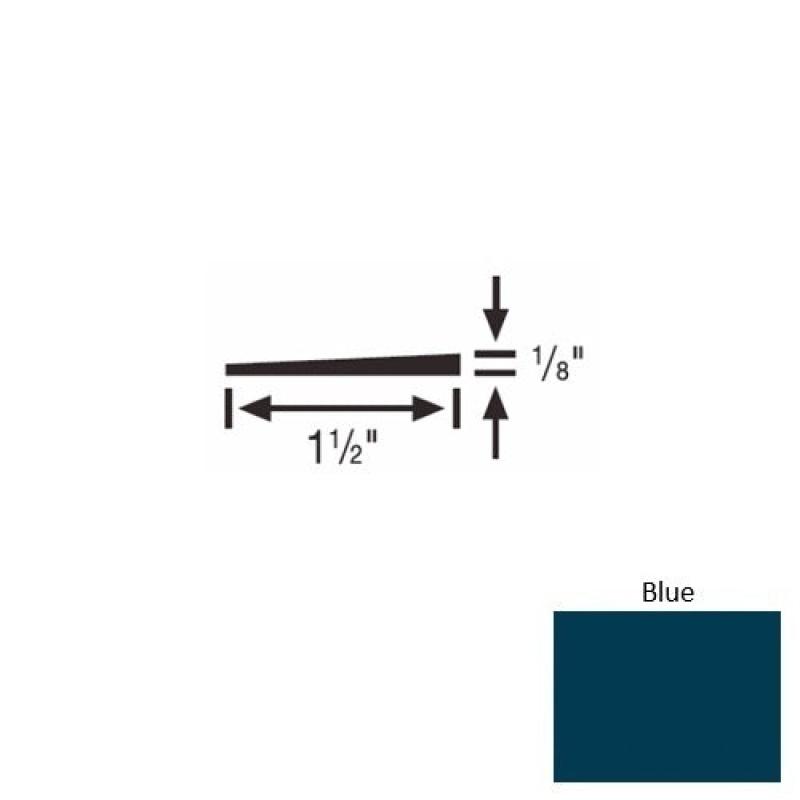 Solid 45 Blue Rubber Reducer Strip - 1 1/2" X 9 Ft (108") X 1/8"