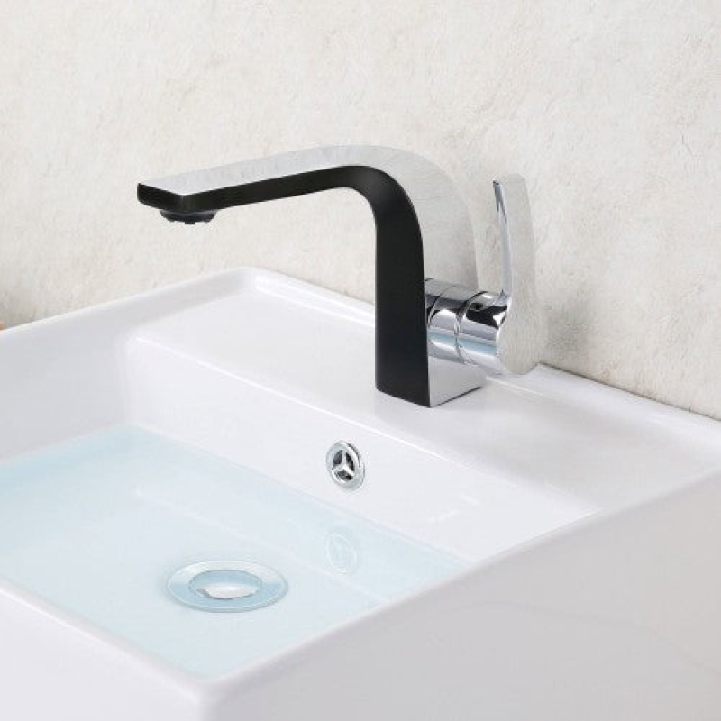 Dowell Chrome / Black Vessel Bathroom Faucet