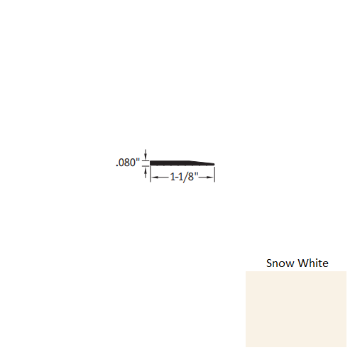 Johnsonite Snow White Vinyl Moulding / Trim - 1 1/8" X 3 Ft (36") X .080" Reducer - Reducer