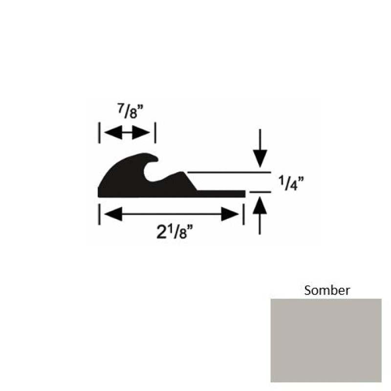 Solid 41 Somber Rubber Tackless Carpet Bar - 2 1/8" X 9 Ft (108") X 1/4"
