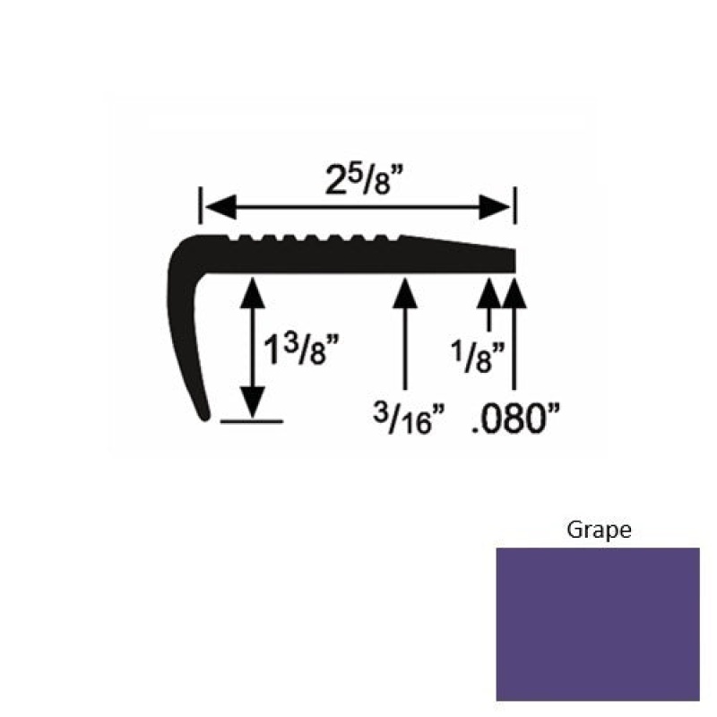 Solid 03 Grape Rubber Residential Stair Nosing