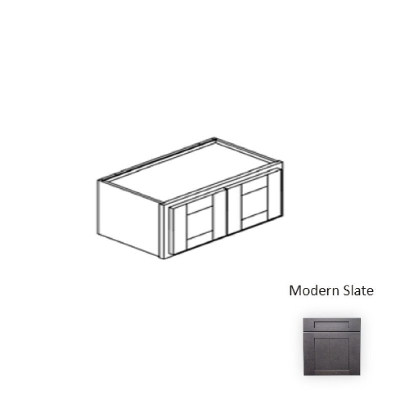 Framed Shaker Deluxe Modern Slate Natural Clear Coat Wood Kitchen Wall Cabinet - 30" X 21" X 12" - Natural Clear Coat