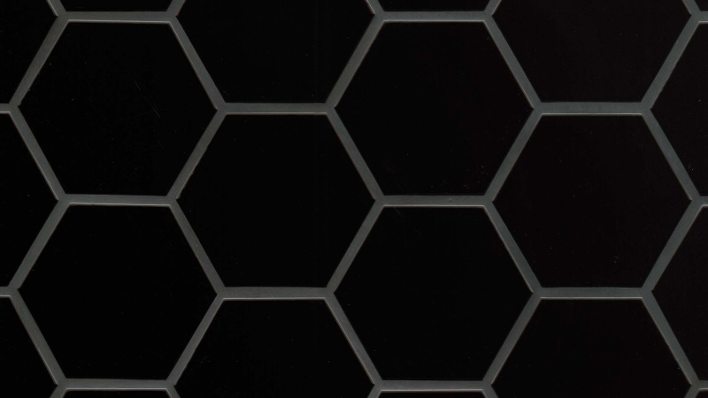 Hedron Flat Black Ceramic Tile - Glossy - 4" x 5"