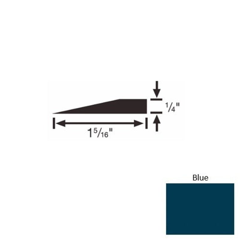 Solid 24 Blue Rubber Reducer Strip - 1 5/16" X 9 Ft (108") X 1/4"