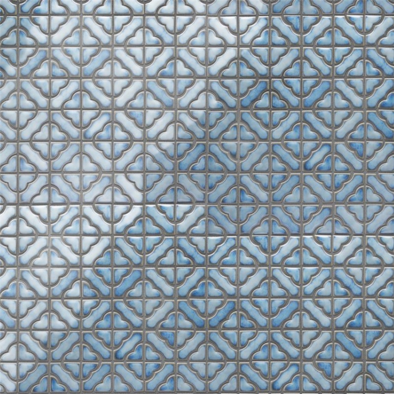 Hudson Tower Marine Porcelain Mosaic - 12" X 12" - Glossy