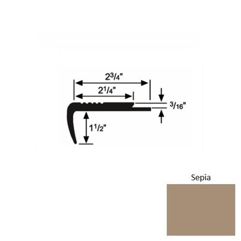 Solid 07 Sepia Rubber Underlap Carpet Stair Nosing
