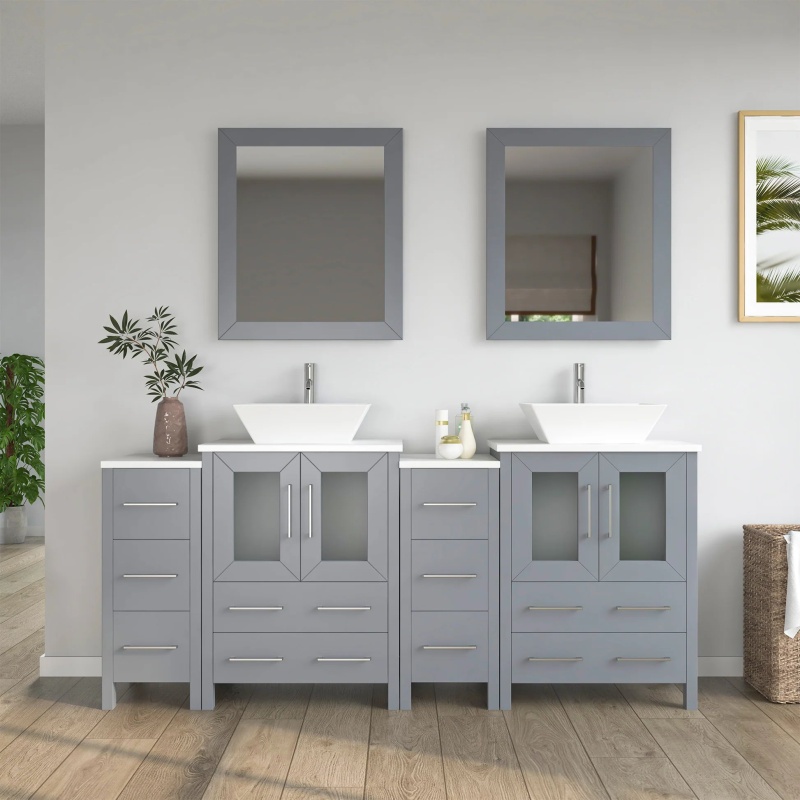 Grey Bathroom Vanity Cabinet with Mirror