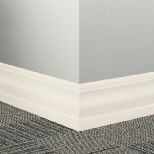 Johnsonite White Sand Rubber Millwork Contoured Wall Base - 4 1/4" X 96" X 3/8" Delinate - Millwork Contoured Wall Base