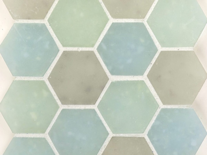Liquid Yellowstone Blends Glass Mosaic - Small Hexagon - Frosted