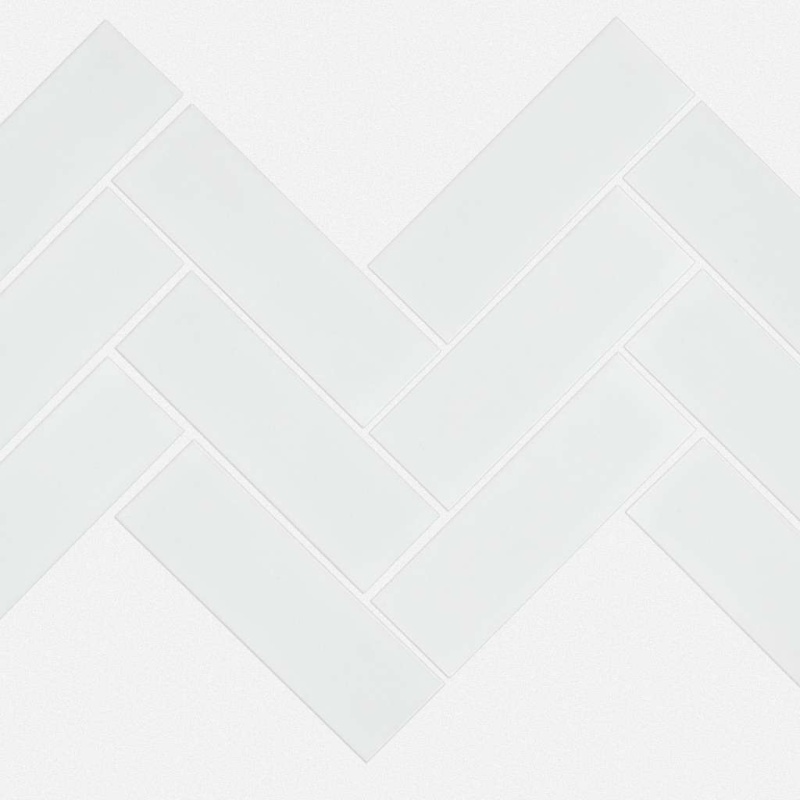 Grandeur White Porcelain Mosaic - Herringbone