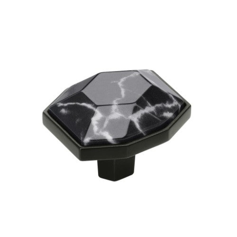Carrione Zinc Cabinet Knob - Marble Black / Black Bronze