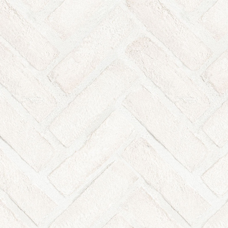 Brickstacks Alpine White Clay Mosaic - 2.25" X 7.5" Herringbone - Natural