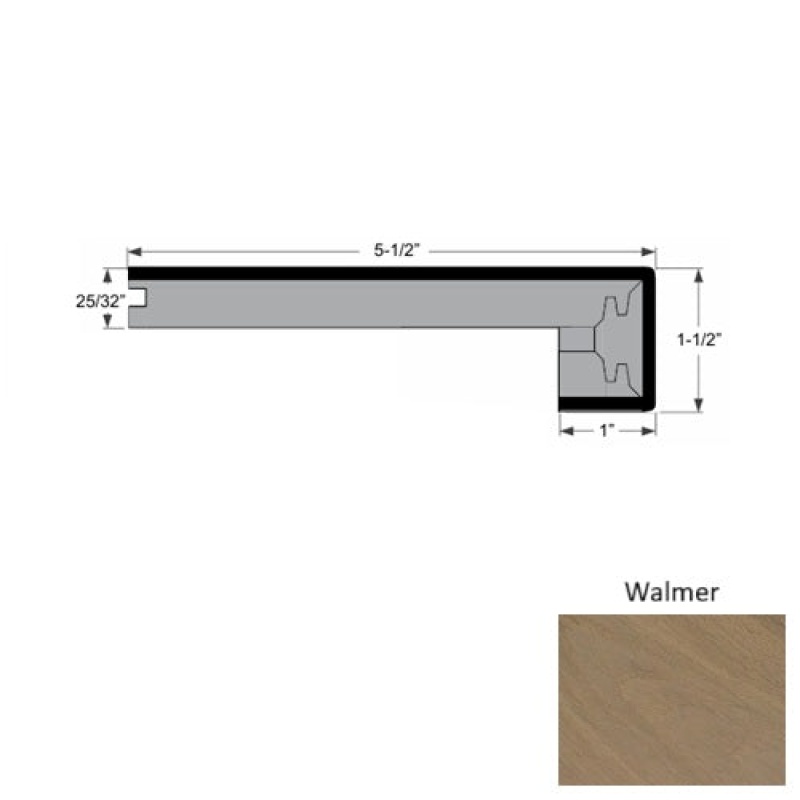 Dover Walmer Hardwood Moulding / Trim - 5 1/2" X 96" Square Stair Nose - Urethane